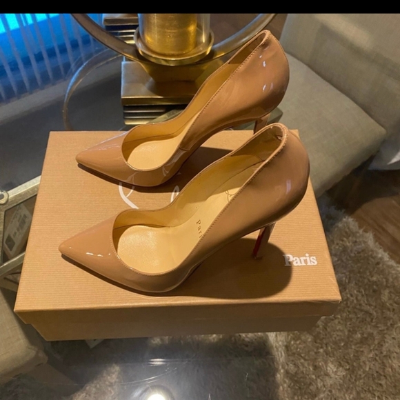 Christian louboutin Pigalle Patent Calf Tan 120mm High Heels sz 35.5 - Picture 4 of 11